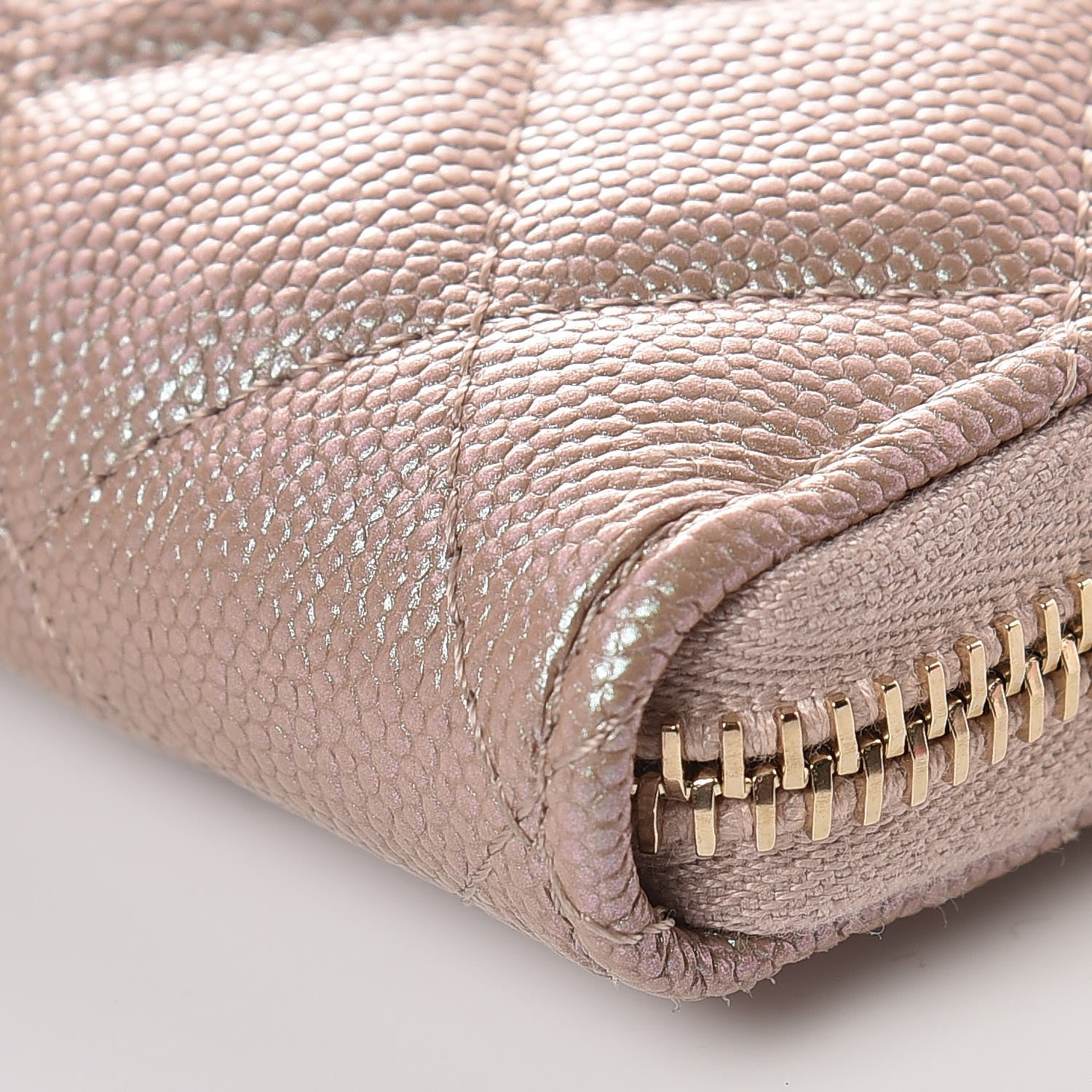 Chanel Iridescent Caviar Quilted Long Zip Around Wallet Beige 6 of 11