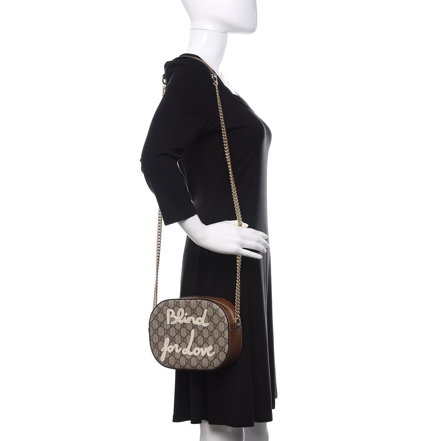 Gucci GG Supreme Monogram Blind For Love Embroidered Mini Chain Shoulder Bag Beige Tuscany 2 of 10