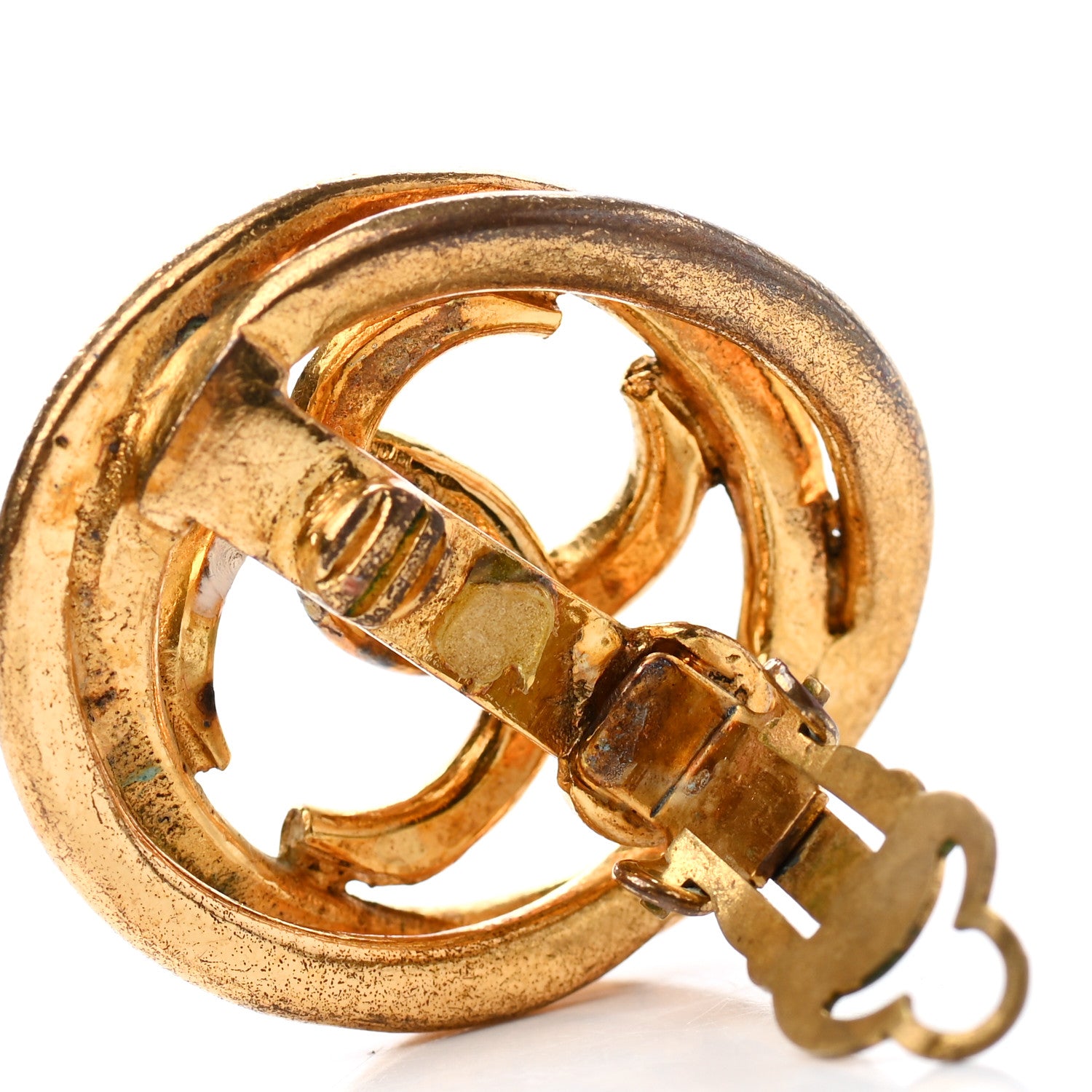 Chanel Metal Round CC Clip On Earrings Gold 6 of 6