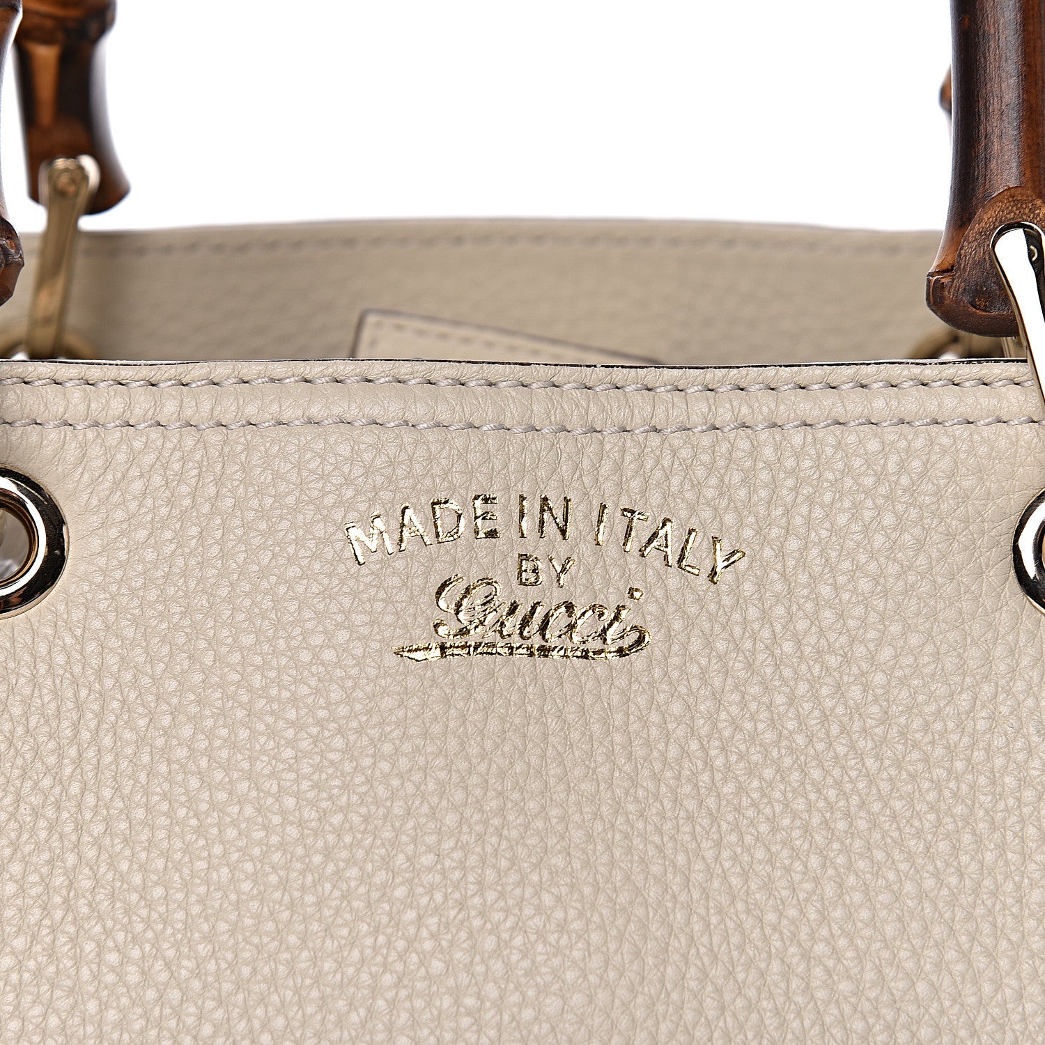 Gucci Pebbled Calfskin Medium Bamboo Shopper Tote Off White 11 of 11