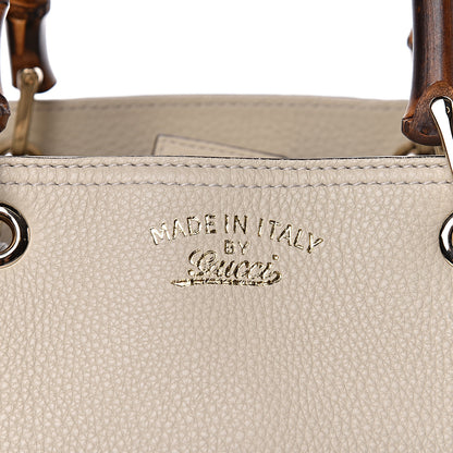 Gucci Pebbled Calfskin Medium Bamboo Shopper Tote Off White 11 of 11