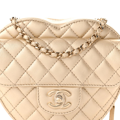 Chanel Metallic Lambskin Quilted CC In Love Heart Bag Gold 8 of 11