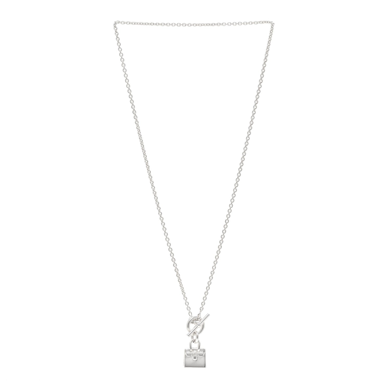 Hermes Sterling Silver Birkin Amulette Pendant Necklace 3 of 4
