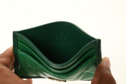 Gucci Azalea Calfskin Enamel Matelasse Diagonal Torchon GG Marmont Card Holder New Shamarock Emerald 12 of 18