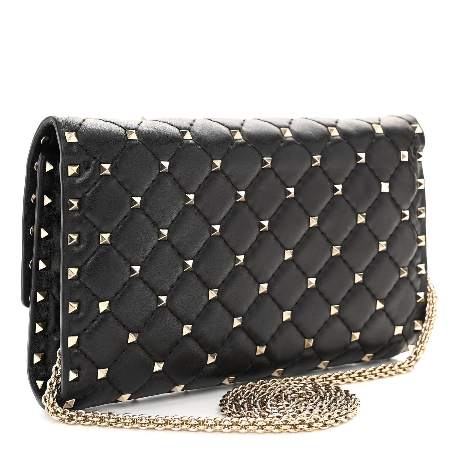 Nappa Rockstud Spike Wallet On Chain Black