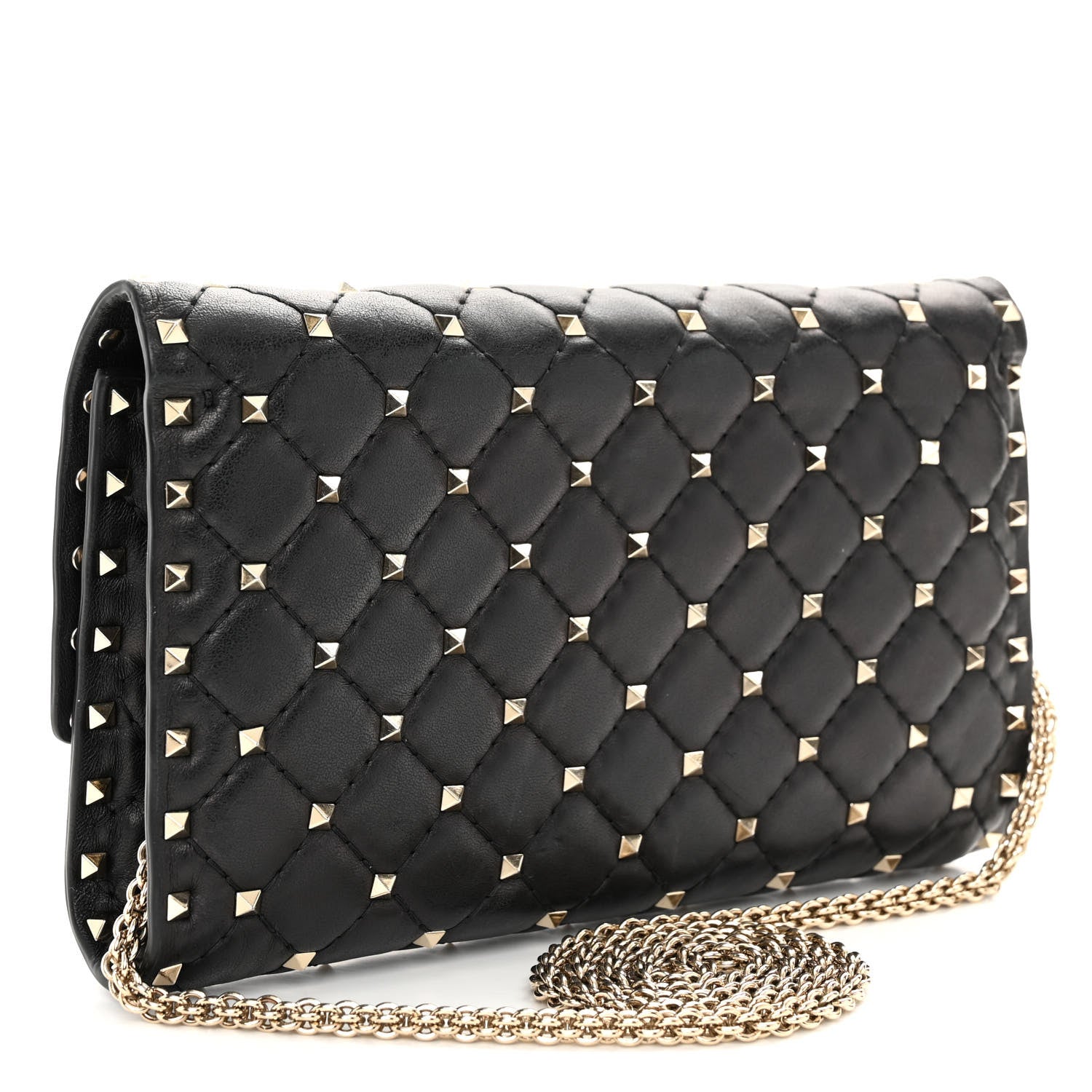 Valentino Garavani Nappa Rockstud Spike Wallet On Chain Black 3 of 11