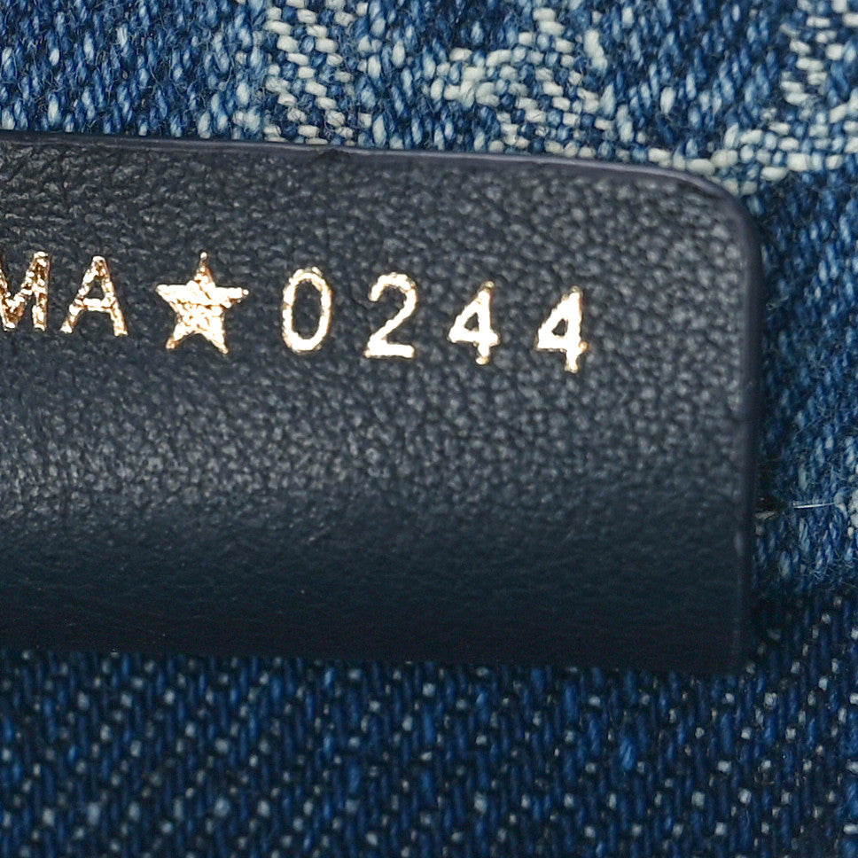 Denim Oblique Mini Book Tote With Strap Blue