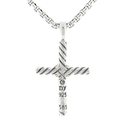 David Yurman Sterling Silver 14K Yellow Gold Petite X Cross Pendant Necklace 4 of 5