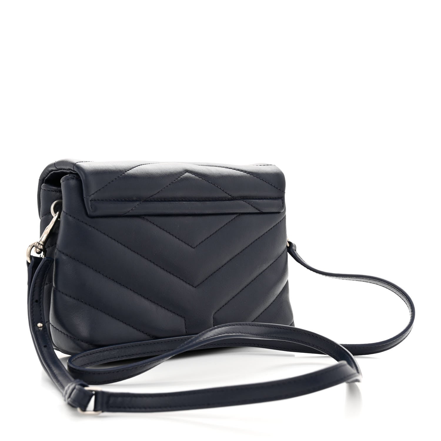 Saint Laurent Calfskin Y Quilted Monogram Toy Loulou Chain Satchel Medium Blue 3 of 12