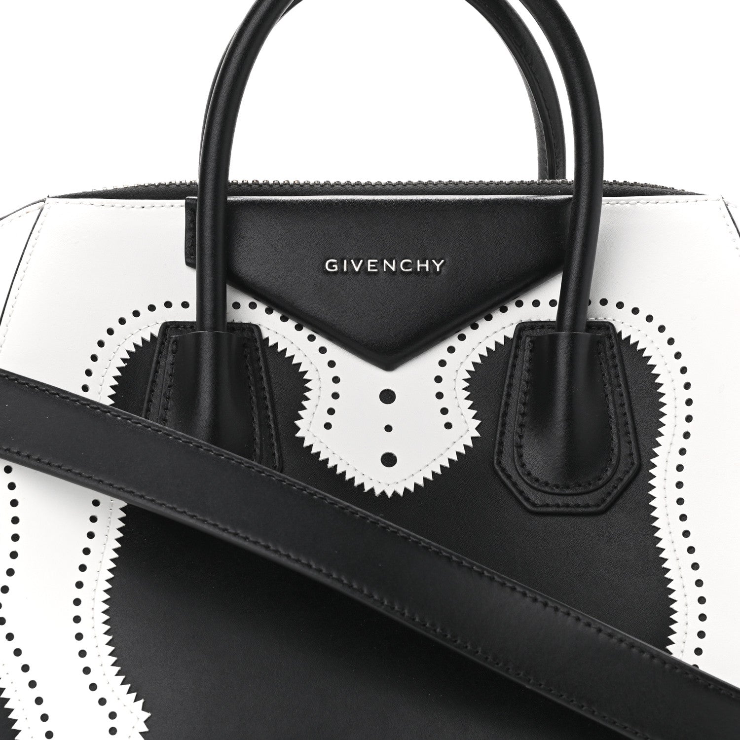 Givenchy Calfskin Brogue Medium Antigona Black White 8 of 11