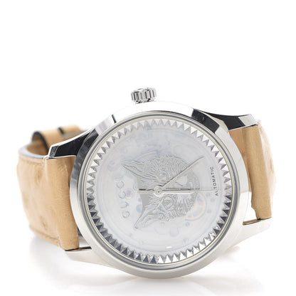 Gucci Stainless Steel Ostrich Mother of Pearl 38mm G-Timeless Cat Automatic Watch 3 of 8