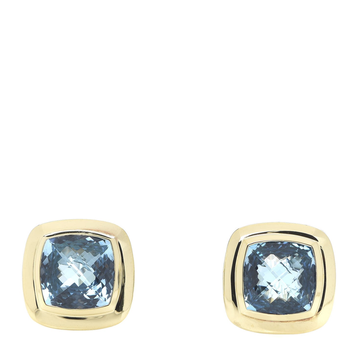 Sterling Silver 18K Yellow Gold Blue Topaz 11mm Albion Earrings