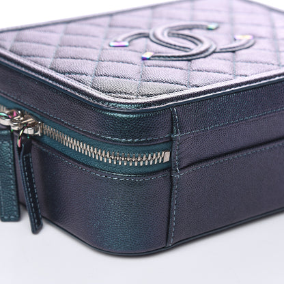 Chanel Iridescent Caviar Quilted Medium CC Filigree Vanity Case Dark Turquoise 8 of 10