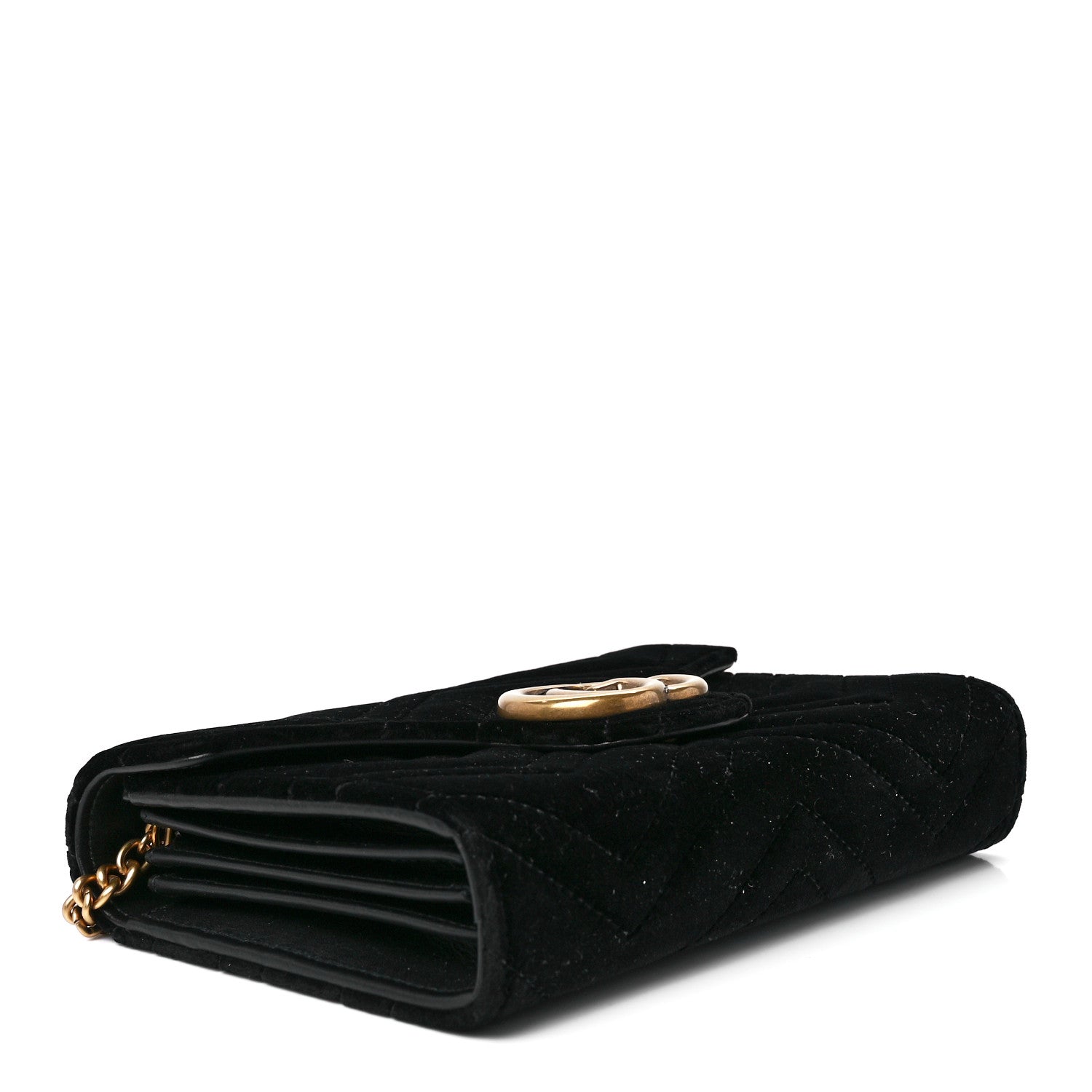 Gucci Velvet Matelasse GG Marmont Chain Wallet Black 4 of 11
