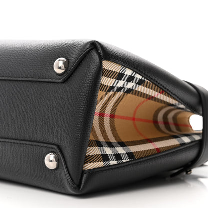 Burberry Grainy Calfskin House Check Small Banner Tote Black 9 of 9