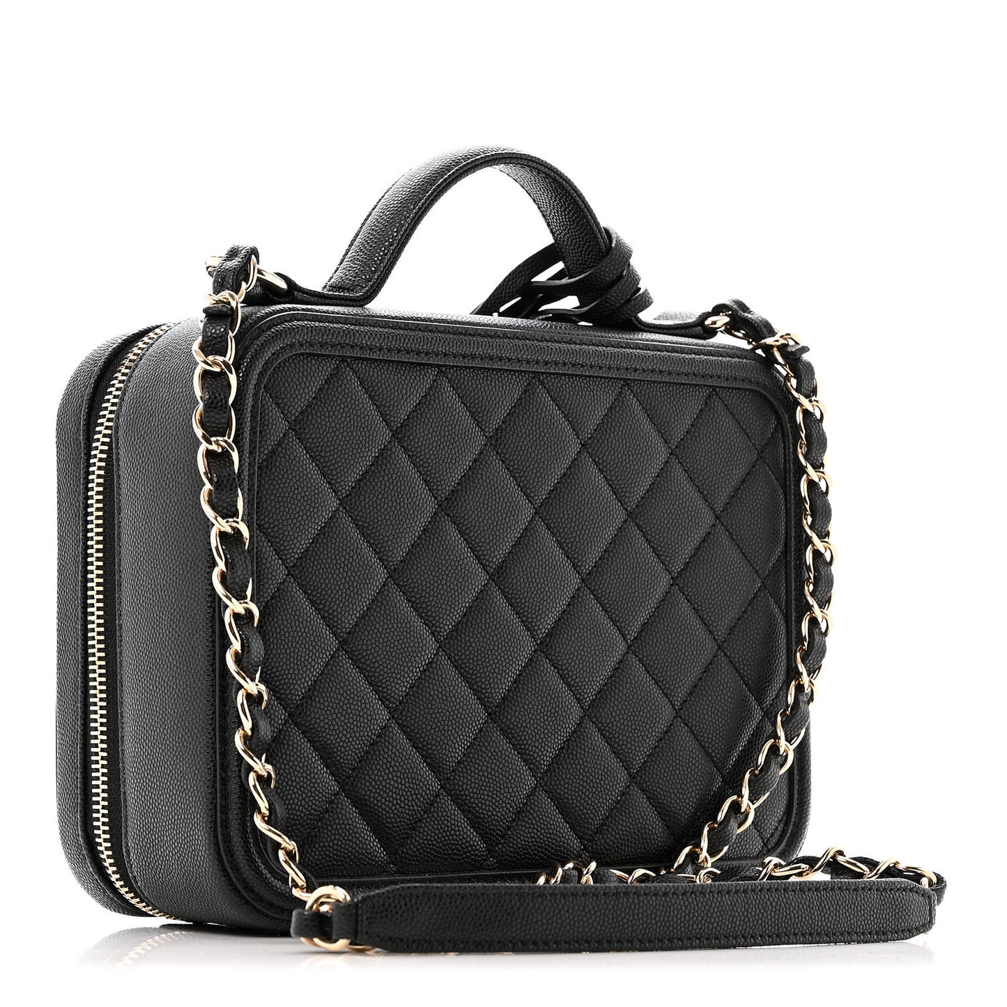 Caviar Quilted Medium CC Filigree Vanity Case Black