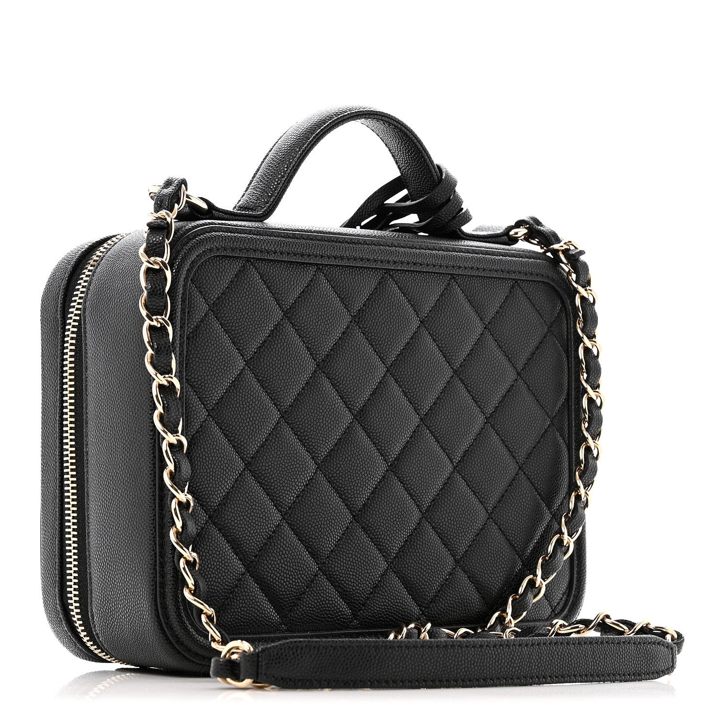 Chanel Caviar Quilted Medium CC Filigree Vanity Case Black 3 of 13