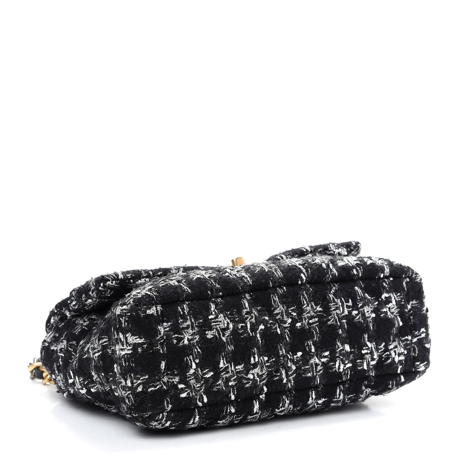 Chanel Tweed Quilted Large Chanel 19 Flap Black Silver Ecru 4 of 9