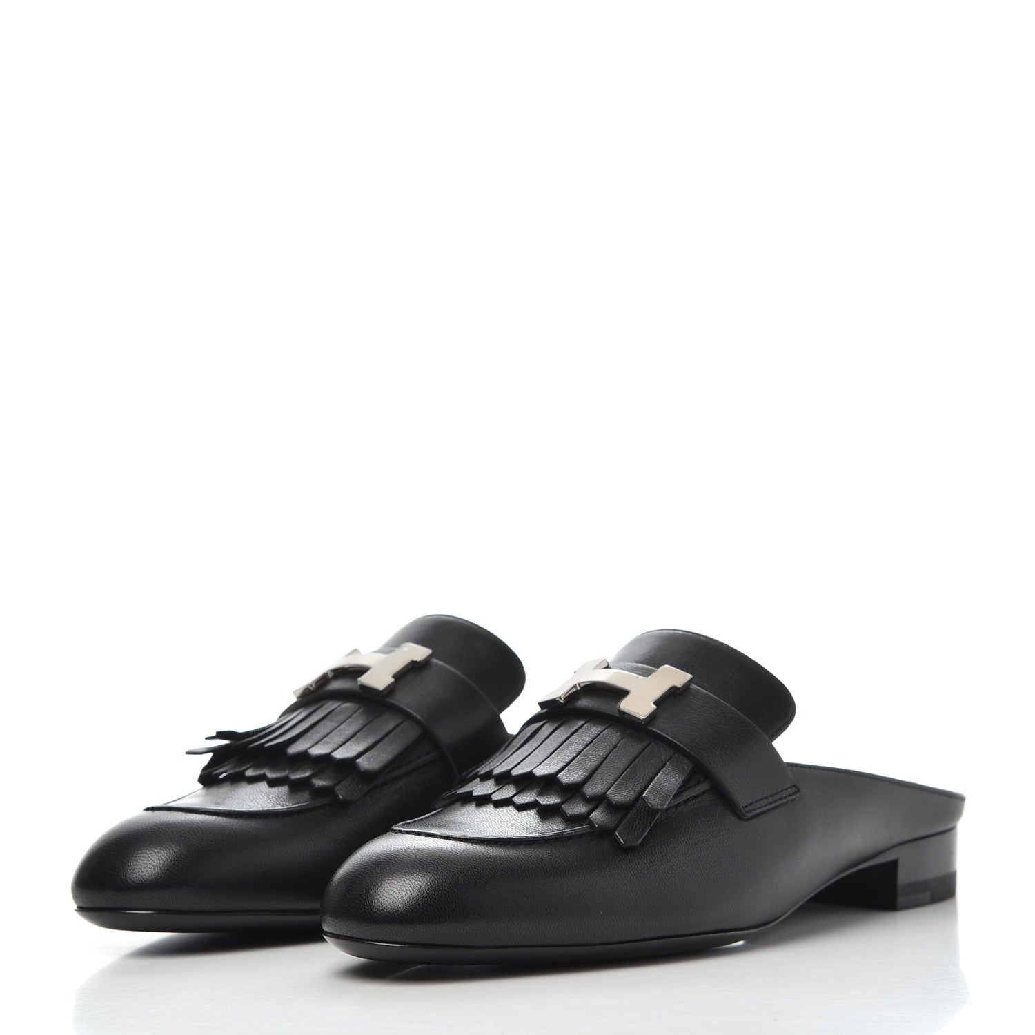 Hermes Goatskin Rivoli Mules 37.5 Black 3 of 9