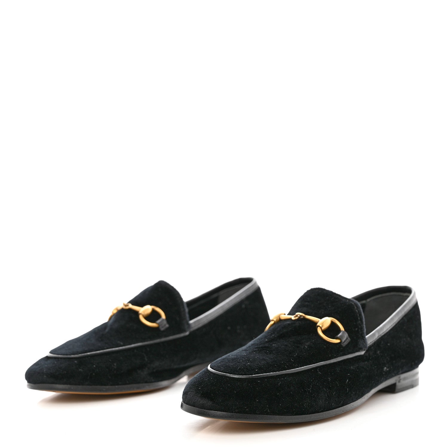 Gucci Velvet Horsebit Womens Jordaan Loafers 35.5 Black 3 of 10