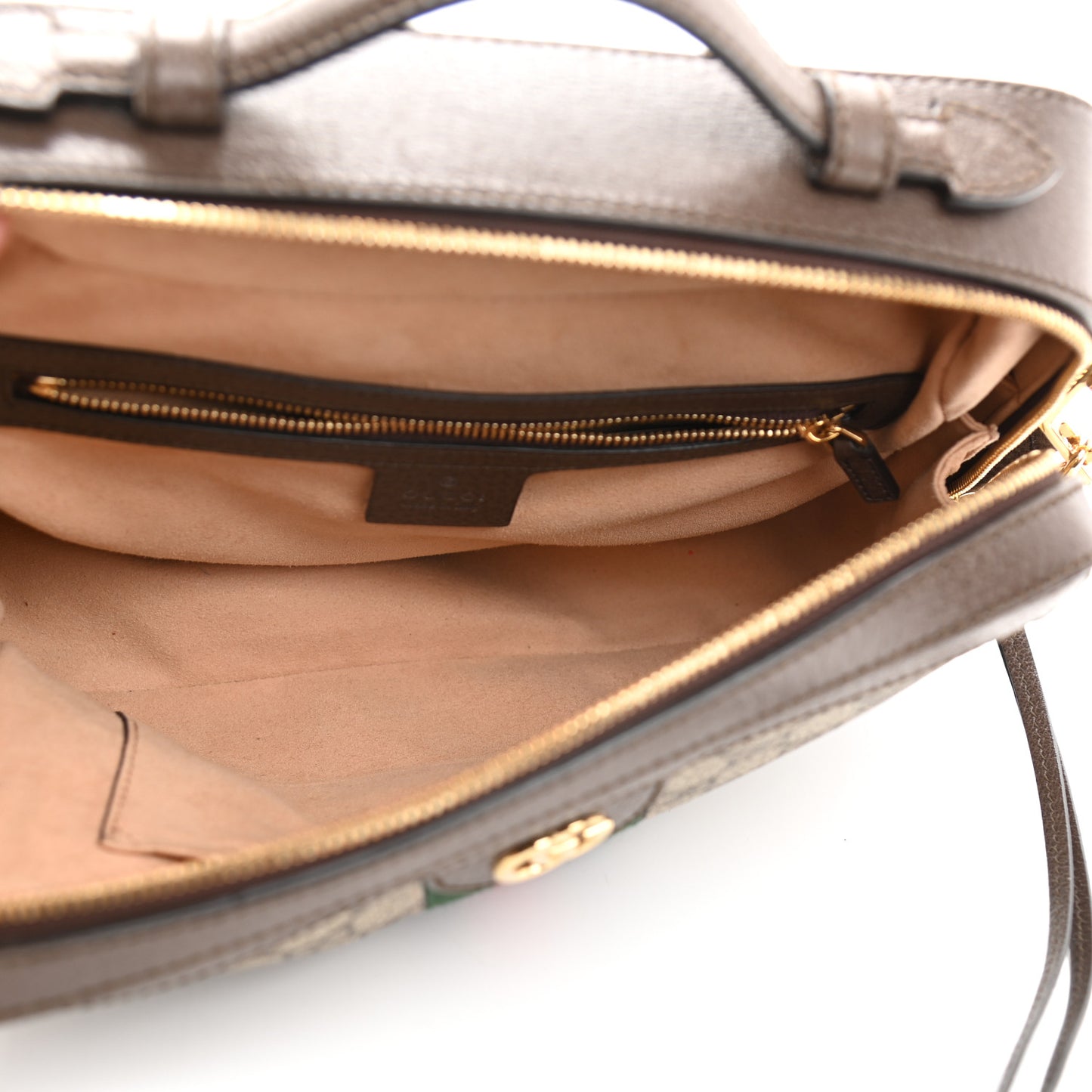 GG Supreme Monogram Web Small Ophidia Top Handle Shoulder Bag Brown
