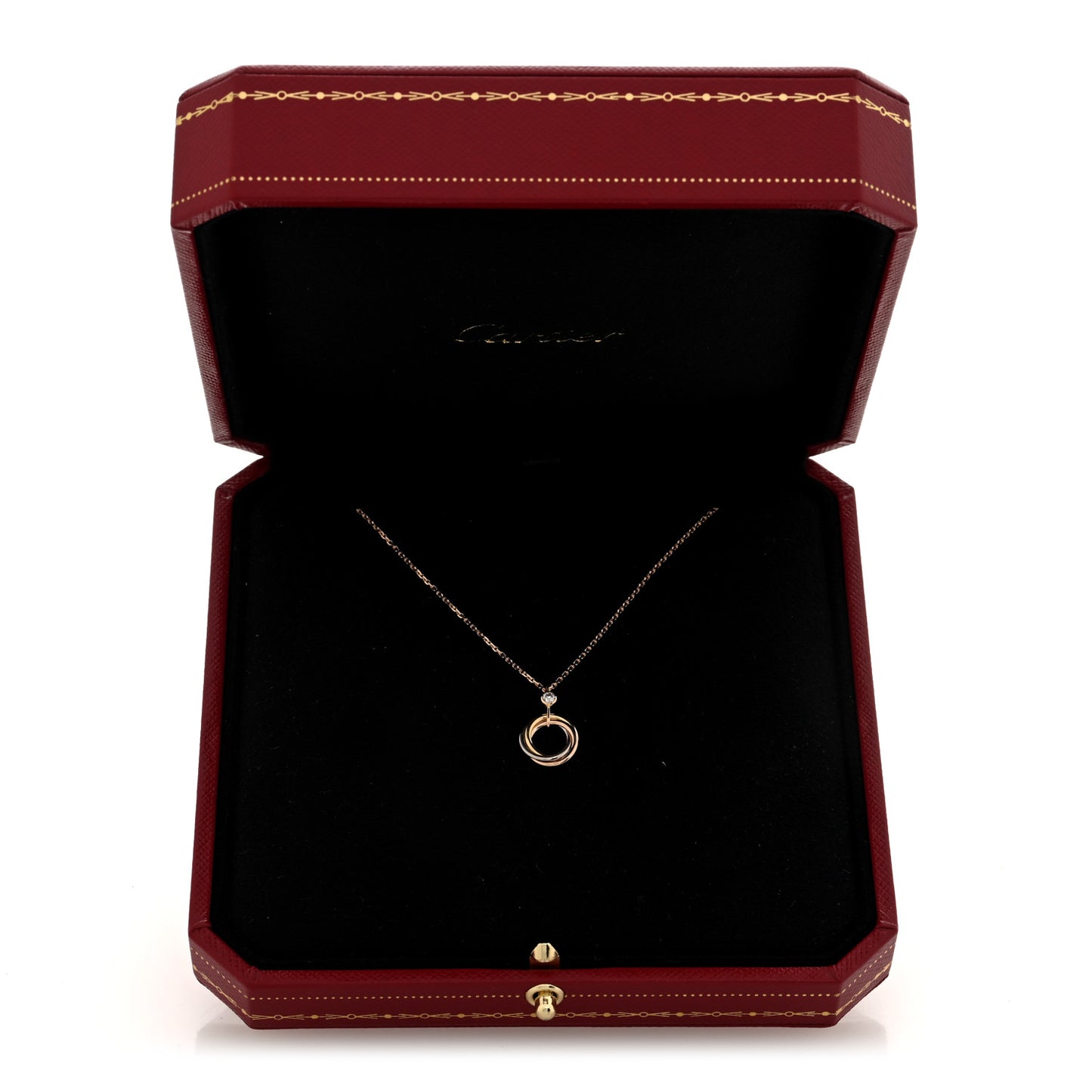 18K Pink Yellow White Gold Diamond Trinity Pendant Necklace