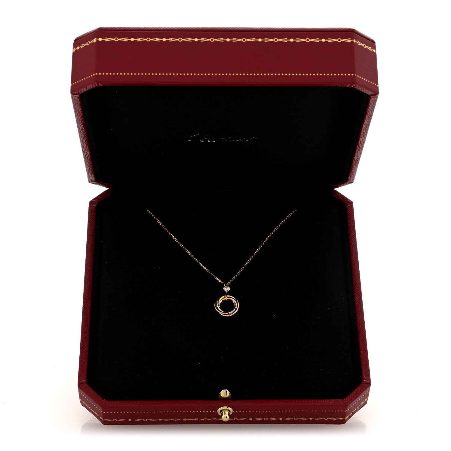 Cartier 18K Pink Yellow White Gold Diamond Trinity Pendant Necklace 5 of 5