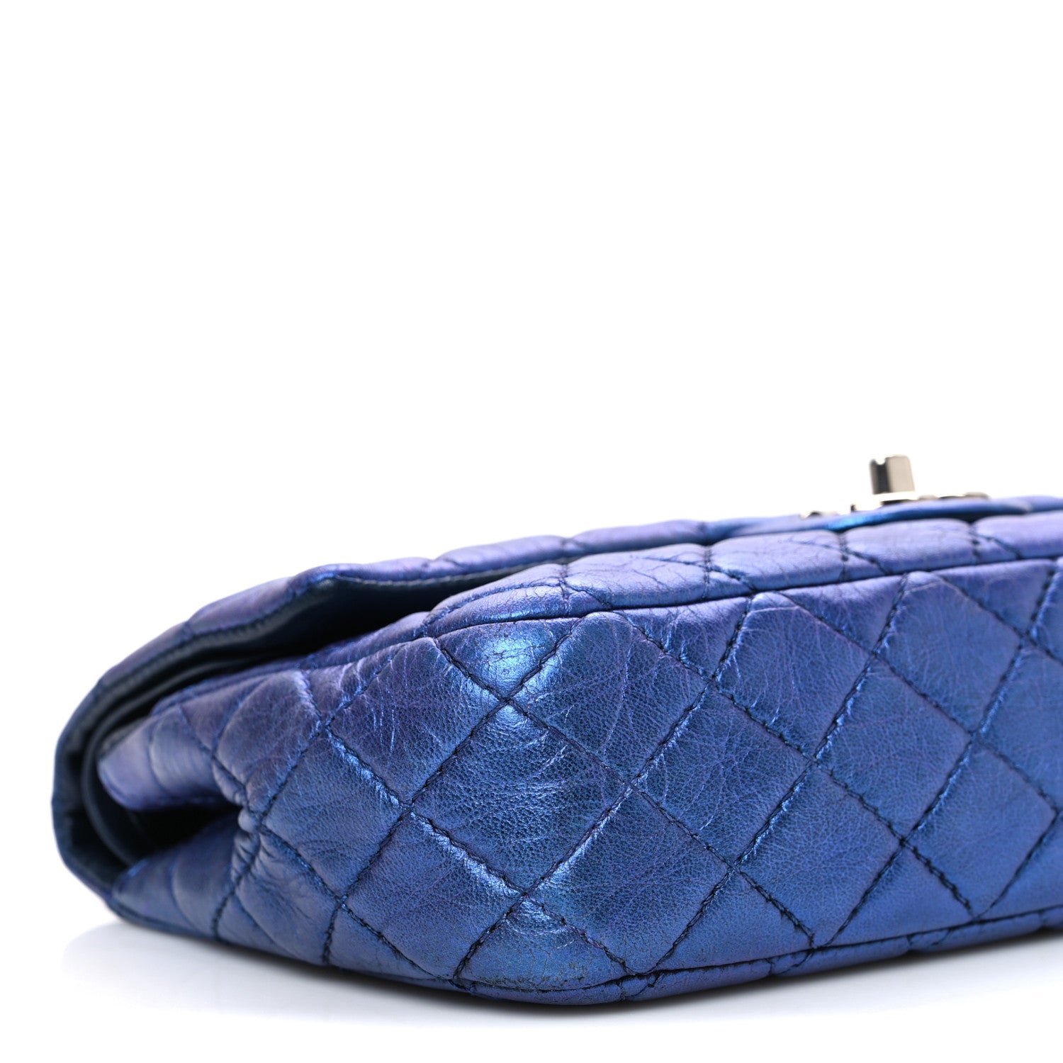 Chanel Metallic Lambskin Quilted Medium Double Flap Turquoise