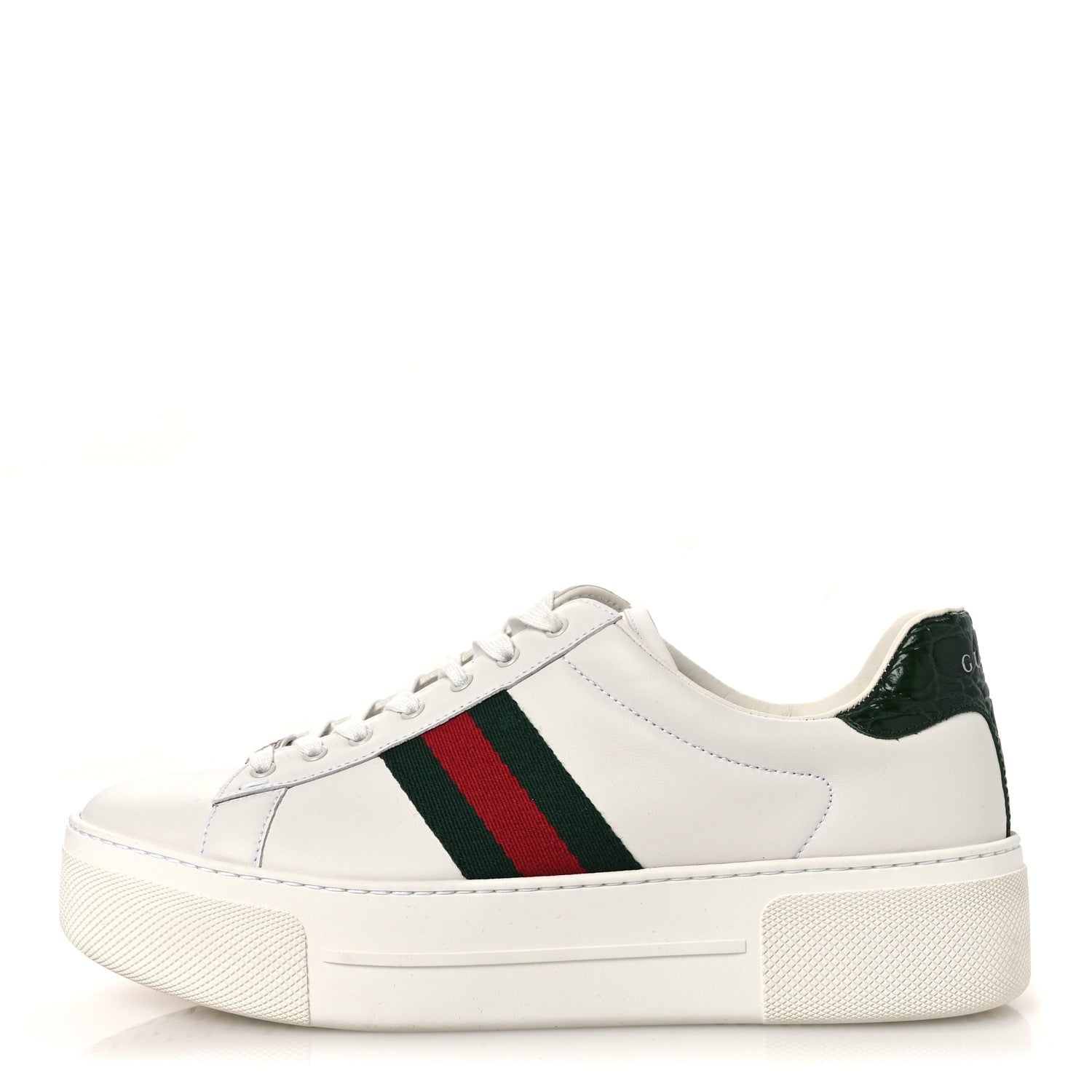 Gucci Ultralight Plume Calfskin Web Womens Ace Platform Sneakers 39.5 White 1 of 10