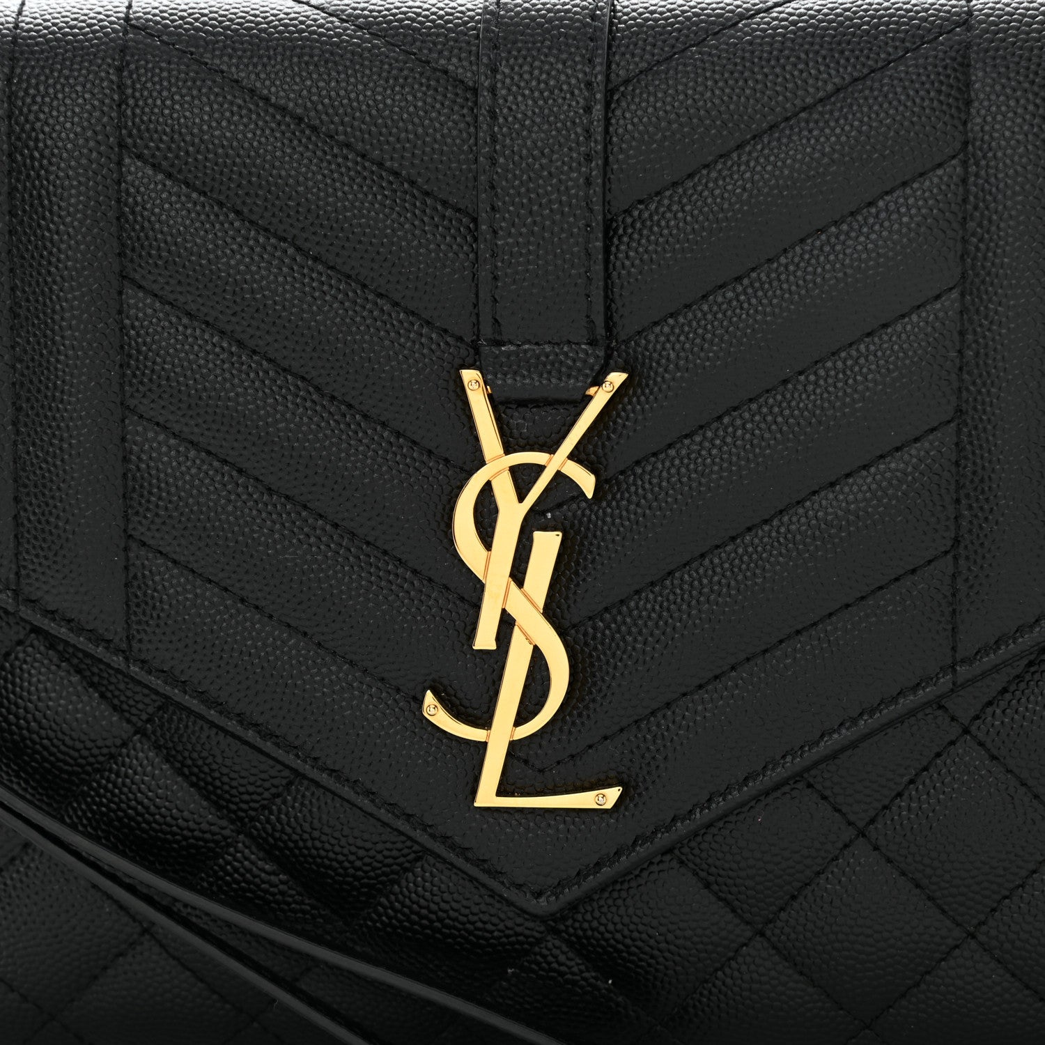 Saint Laurent Grain De Poudre Textured Mixed Matelasse Triquilt Monogram Clutch Black 6 of 11