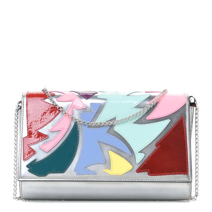 Christian Louboutin Metallic Patent Paloma Clutch Silver Multicolor 1 of 11