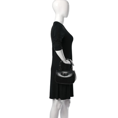 Gucci Boarded Dyana Lux Calfskin Web Monochrome Small Bamboo 1947 Top Handle Bag Black 2 of 13