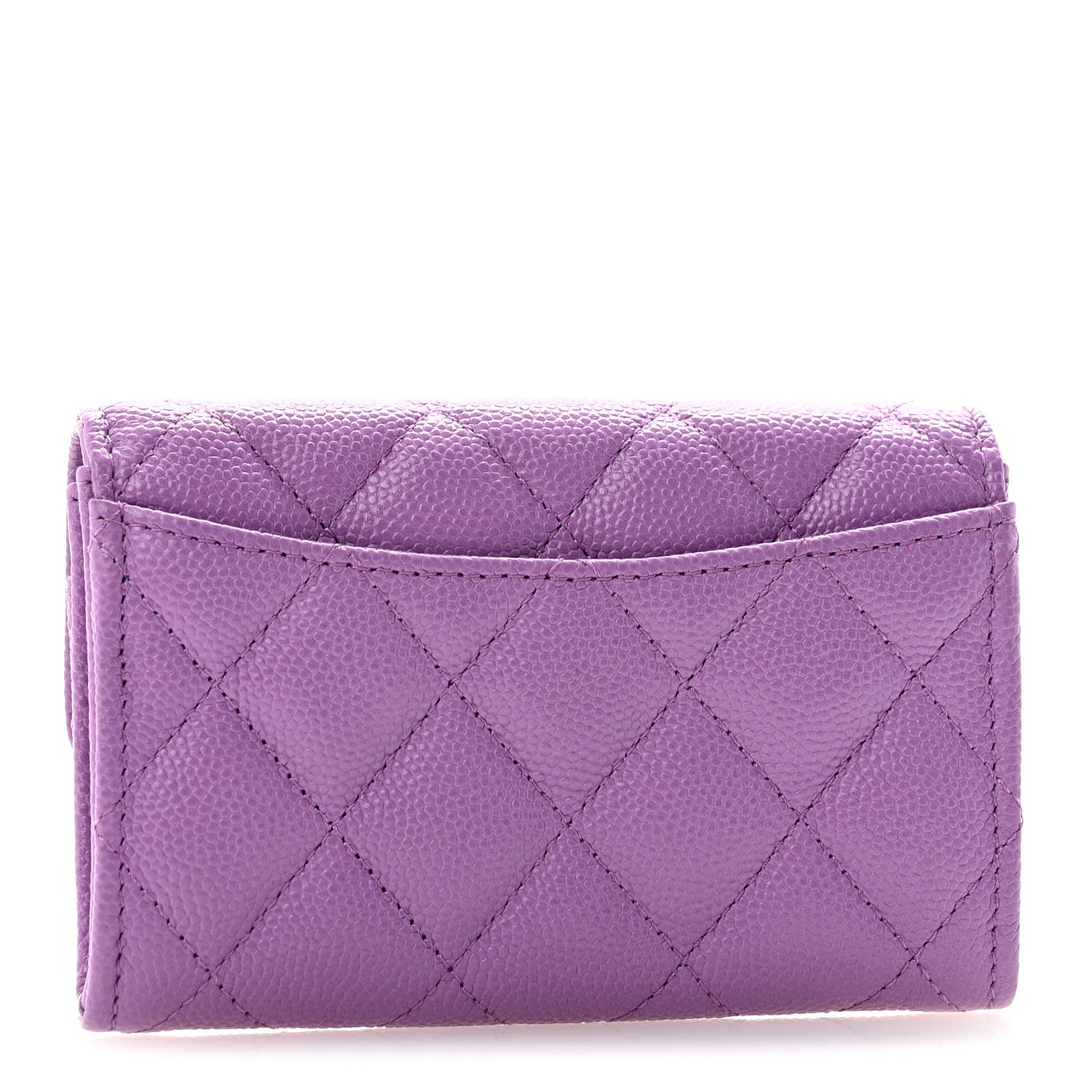 Chanel Caviar Quilted Flap Card Holder Wallet Purple 3 of 7