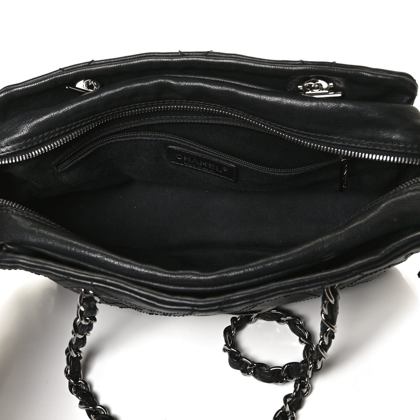 Calfskin Small Diamond Stitch Tote Black