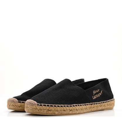 Saint Laurent Canvas Nappa Elba Light Logo Embroidered Espadrilles 40 Black 4 of 9