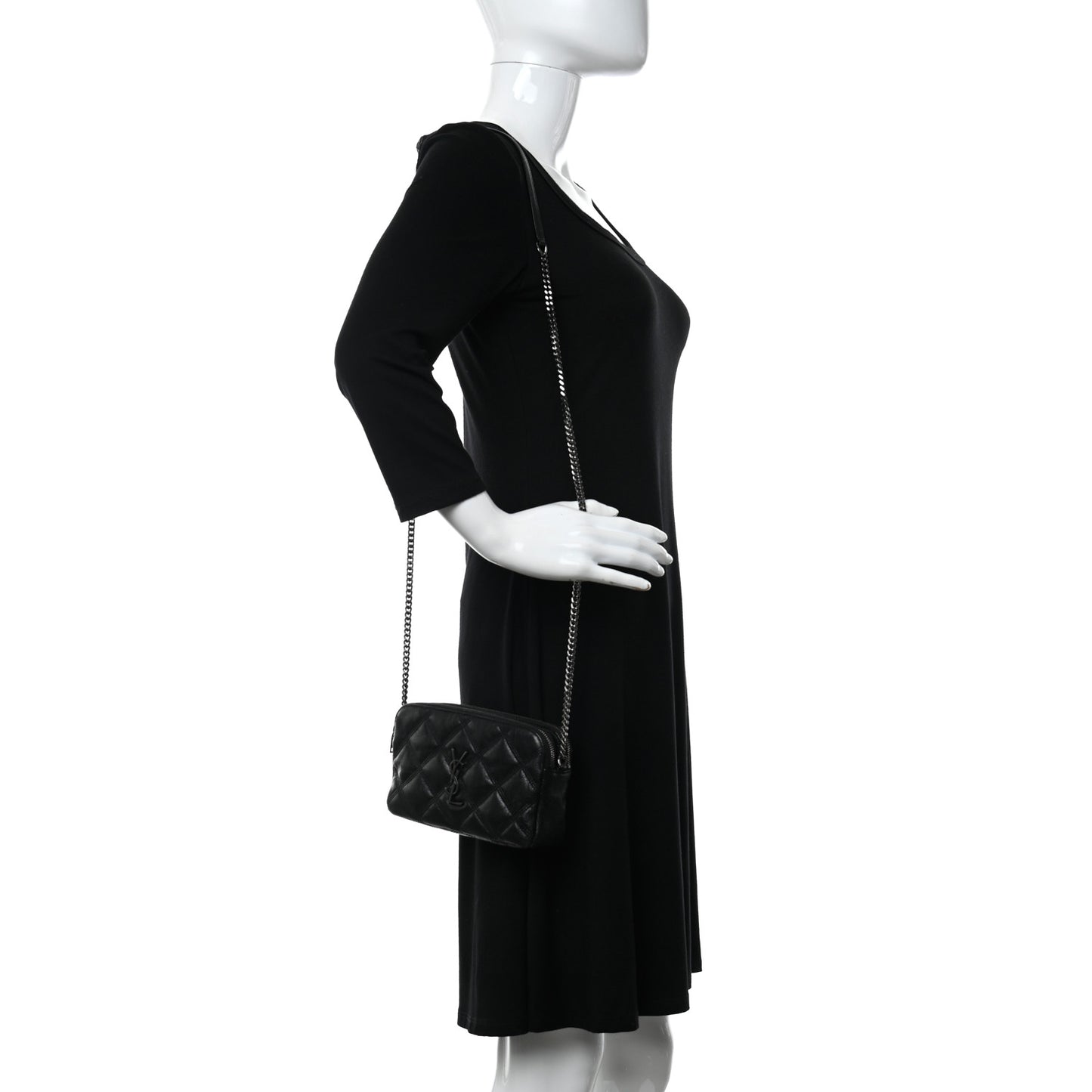 Grained Lambskin Quilted Mini Becky Double Zip Bag Black