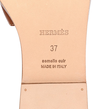 Hermes Box Calfskin Oran Sandals 37 Gold 6 of 9