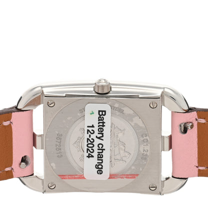 Hermes Stainless Steel Swift Diamond Pink Sapphire Mother of Pearl 23mm Cape Cod Double Tour Quartz Watch Rose Sakura 4 of 5