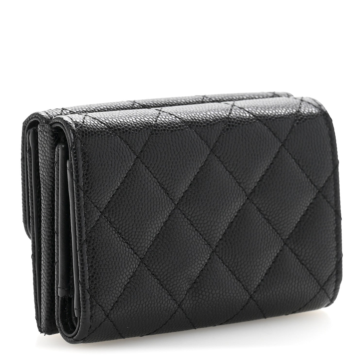 Chanel Caviar Quilted Small Textured CC Flap Wallet Black 3 of 9