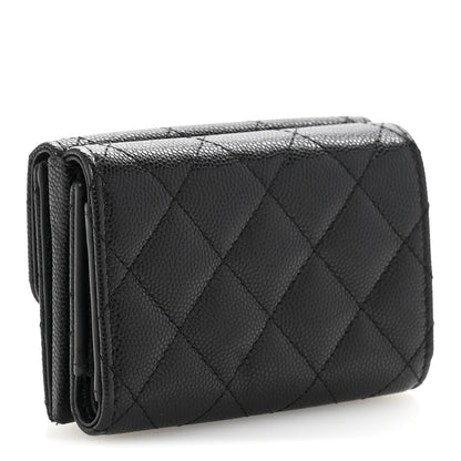 Chanel Caviar Quilted Small Textured CC Flap Wallet Black 3 of 9