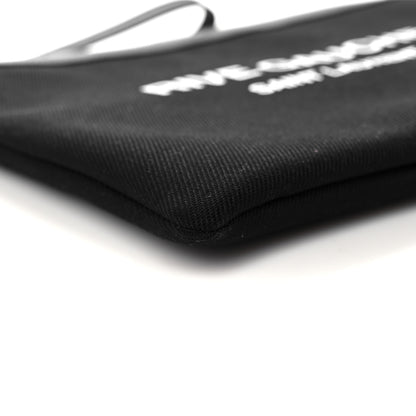 Saint Laurent Linen Canvas Rive Gouche Zipped Pouch Black 9 of 11
