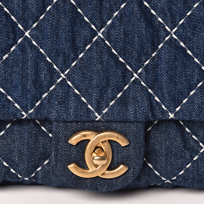Chanel Denim Quilted Medium Denim Trip Single Flap Blue 10 of 11