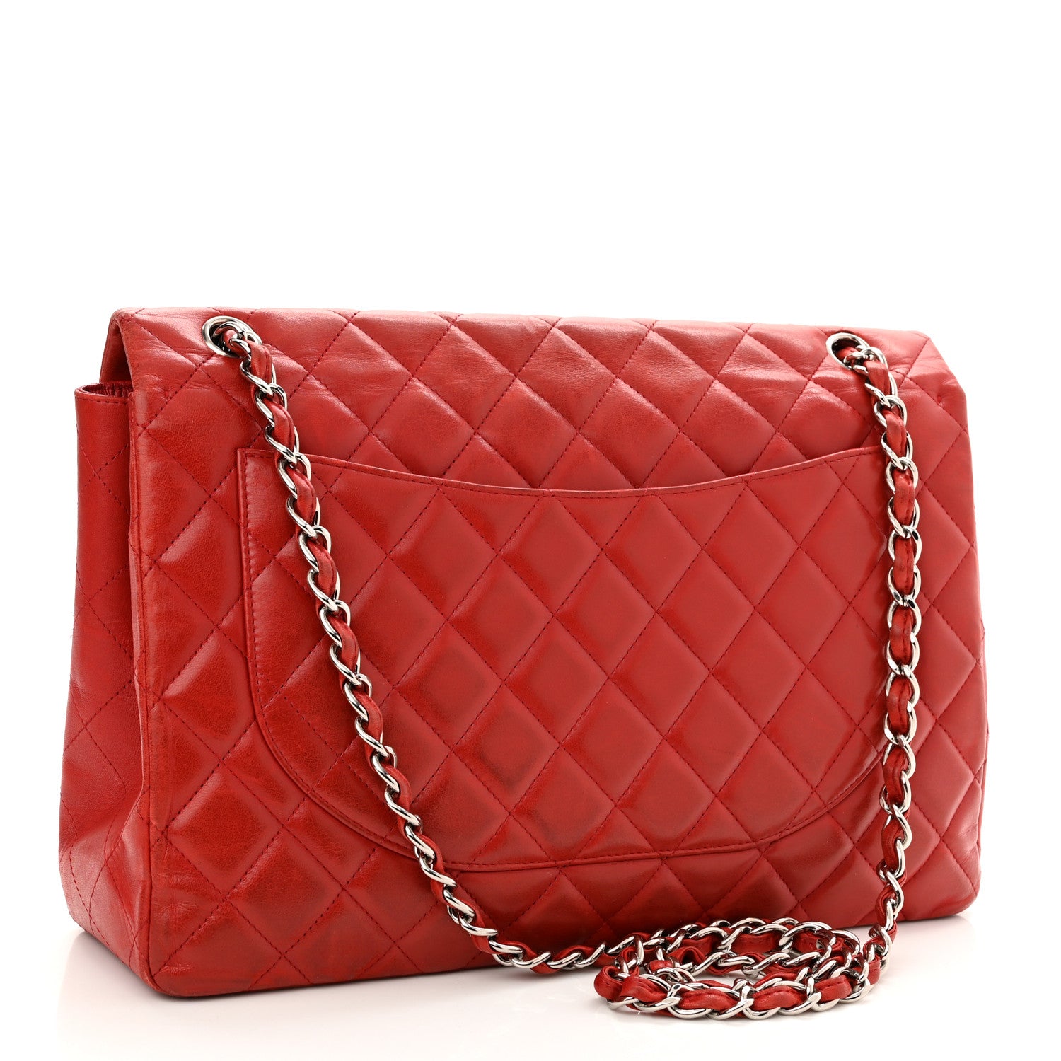 Chanel Lambskin Quilted Maxi Single Flap Red 3 of 14