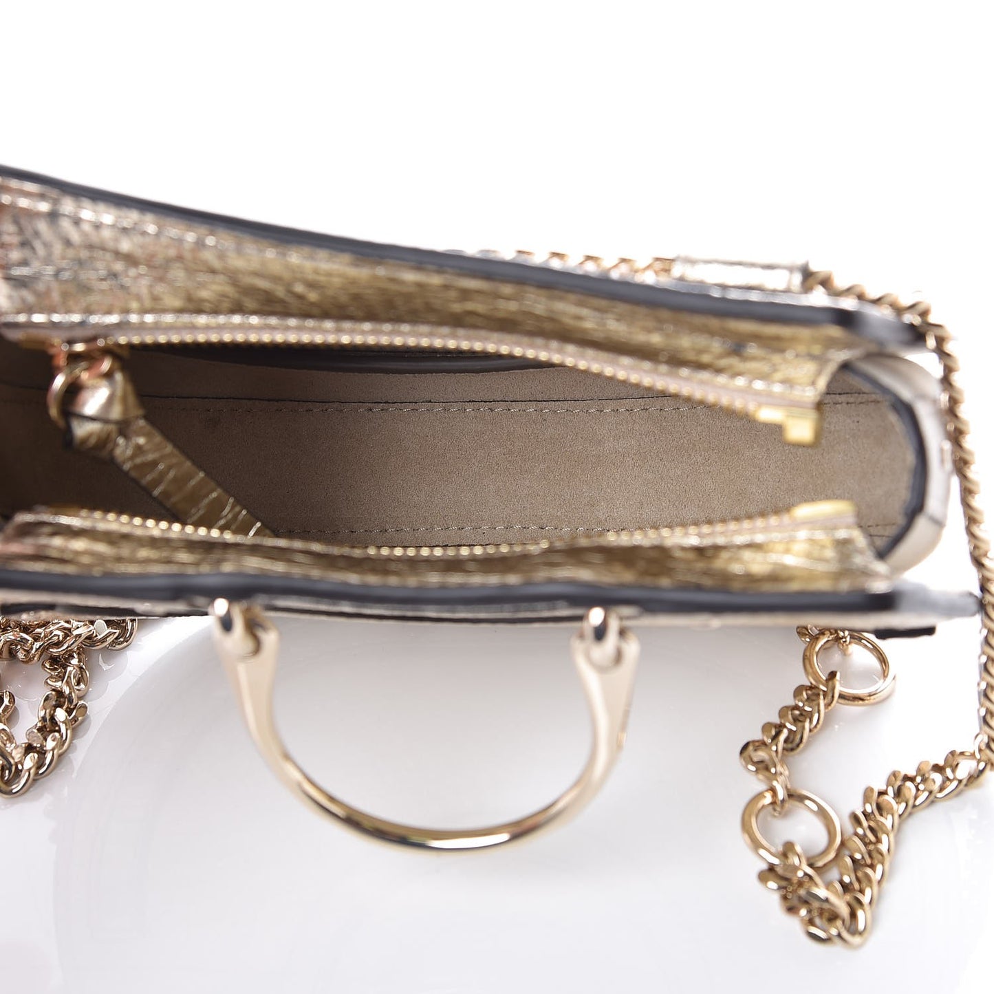 Metallic Calfskin Lambskin Suede Mini Pixie Signature Belt Bag Gold