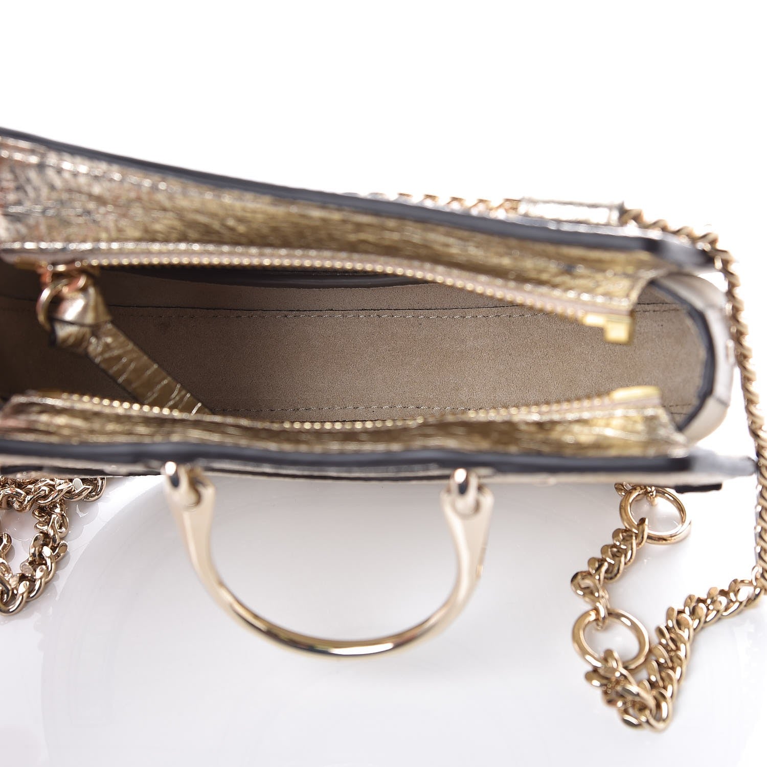 Chloe Metallic Calfskin Lambskin Suede Mini Pixie Signature Belt Bag Gold 5 of 8