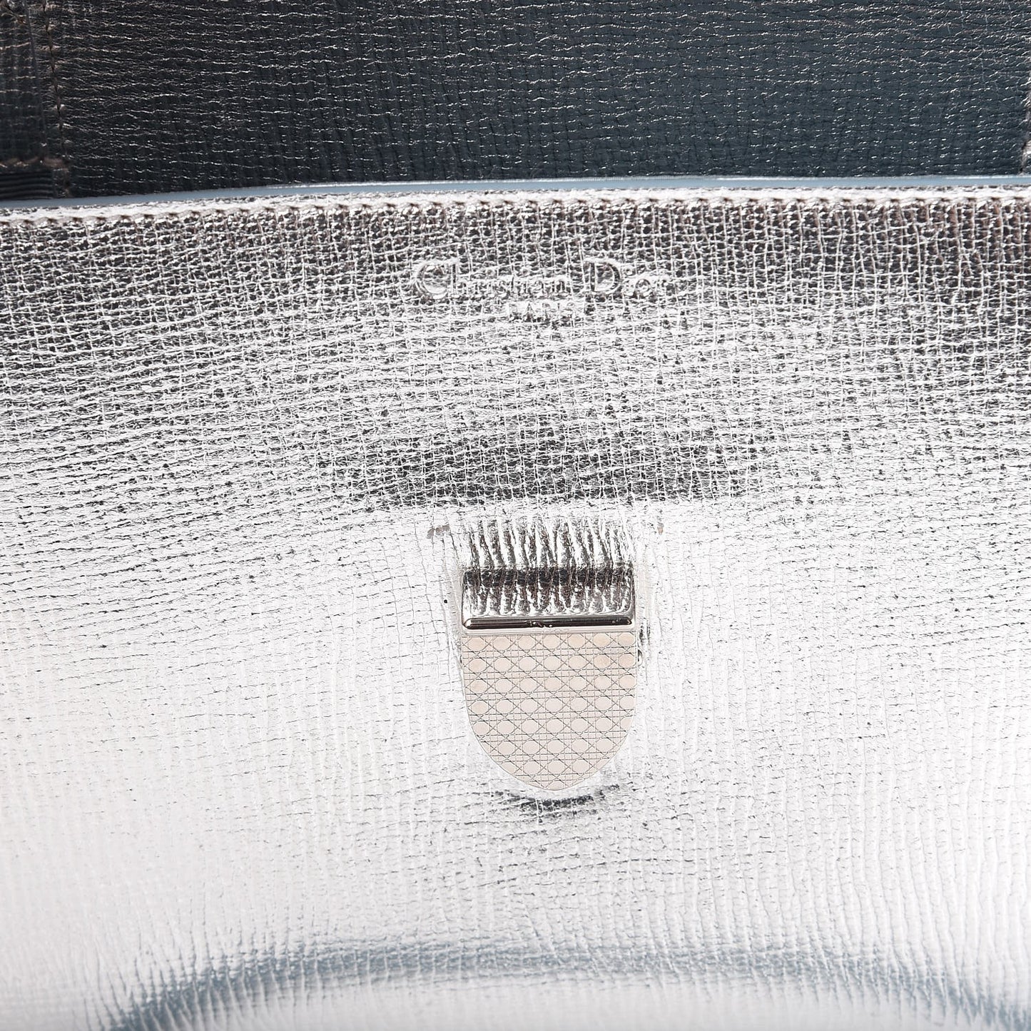 Metallic Grained Calfskin Diorever Clutch Silver