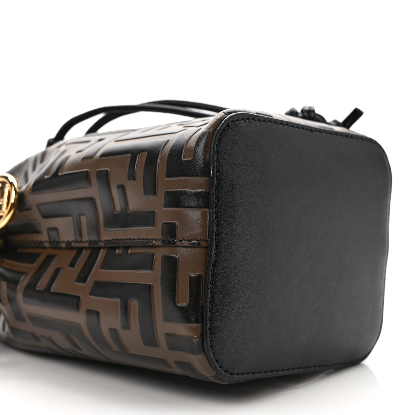 Vitello Liberty F is Fendi Bi-Color FF 1974 Embossed Mini Mon Tresor Bucket Bag Maya Black