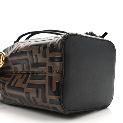 Fendi Vitello Liberty F is Fendi Bi-Color FF 1974 Embossed Mini Mon Tresor Bucket Bag Maya Black 8 of 9
