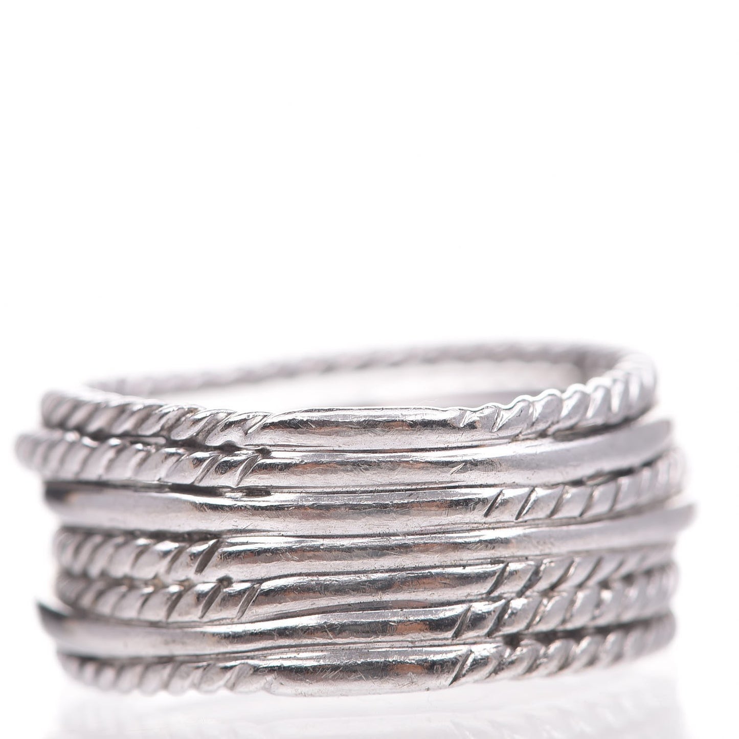 Sterling Silver Diamond 11mm Wide Crossover Cable Ring 57 8