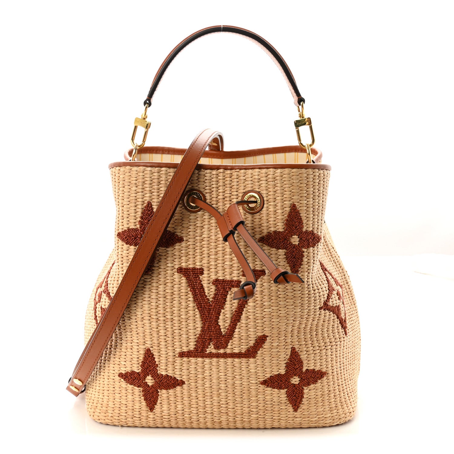 Louis Vuitton Raffia Calfskin Monogram Neonoe MM Tan 1 of 8